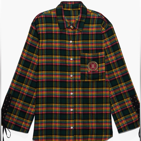 Fenty Tied Up Tartan PJ Raw Hem Sleep Shirt-size M NWT - Picture 5 of 5